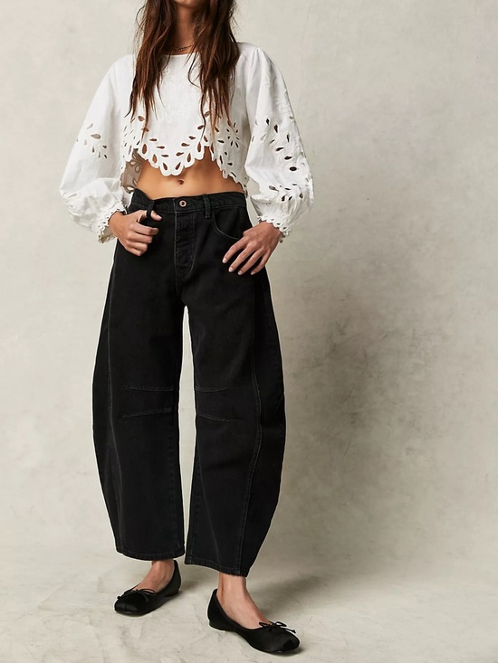 We The Free Lucky You Mid Rise Barrel Jeans Size 26 - Picture 3 of 10